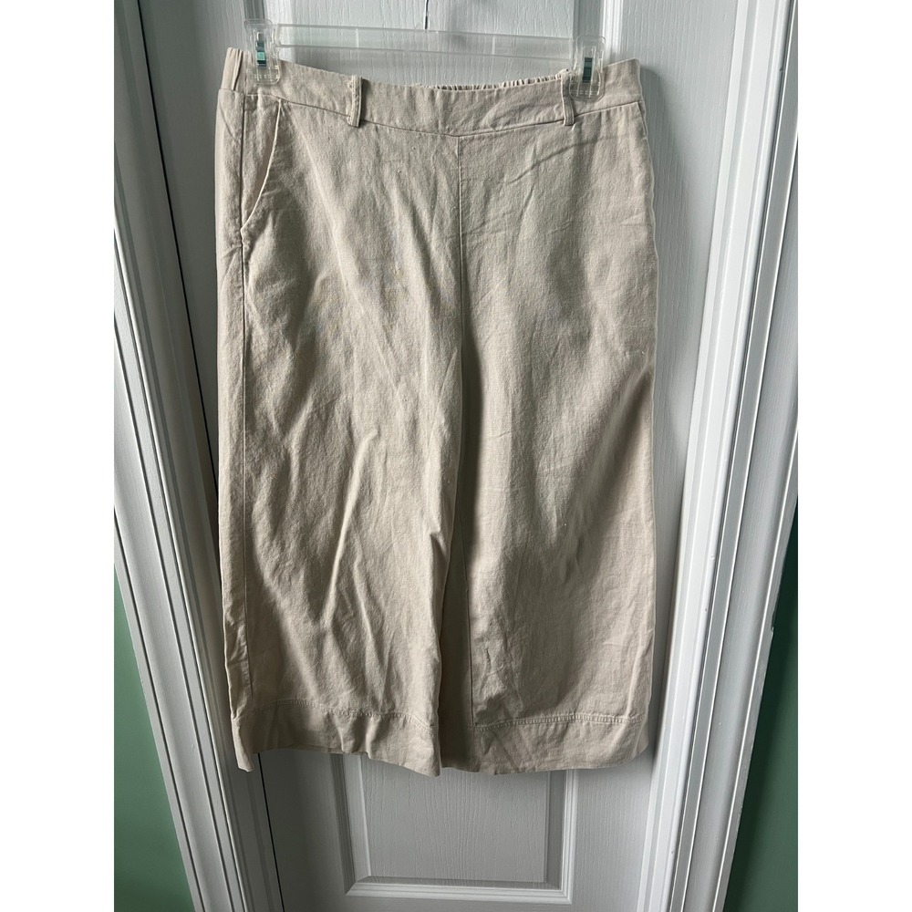Joie Womens Pants Beige Linen Blend Wide Leg Cropped Beachy Size L